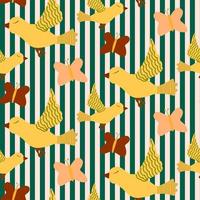 Seamless pattern with birds and butterflies. vector