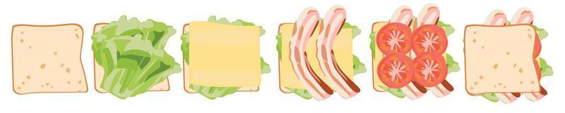 Steps for making a sandwich. vector