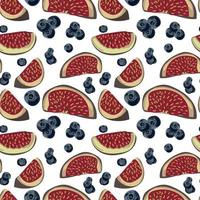 Seamless pattern with figs and blueberries. vector