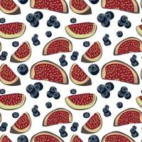 Seamless pattern with figs and blueberries. vector