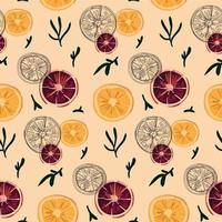 Seamless pattern with oranges and twigs. vector