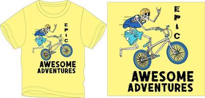 Awesome adventures skeleton graphic design vector illustration