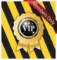 vip warning sign in gold and warning background vector