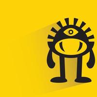 funny monster character with shadow on yellow background vector