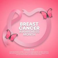 Breast cancer awareness month background with a heart pink ribbon vector