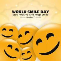 World smile day background with smiling faces vector