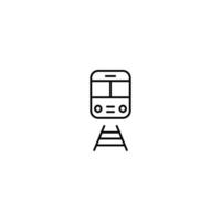 Travel, vacation and summer holiday concept. Vector outline symbol for sites, advertisement, stores etc. Line icon of train on railway