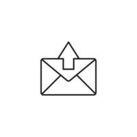 Post and letter monochrome sign. Outline symbol drawn with black thin line. Suitable for web sites, apps, stores, shops etc. Vector icon of arrow up by envelope