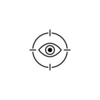 Simple black and white illustration perfect for web sites, advertisement, books, articles, apps. Modern sign and editable stroke. Vector line icon of eye inside target