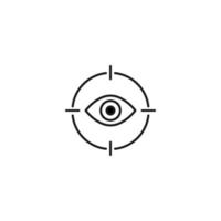 ilustración simple en blanco y negro perfecta para sitios web, publicidad, libros, artículos, aplicaciones. signo moderno y trazo editable. icono de línea vectorial del ojo dentro del objetivo vector