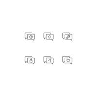 Line icon collection of vector signs and monochrome symbols drawn with black thin line. Suitable for shop, sites, apps. Checkmark, cross, cubes, timer, cat in speech bubble