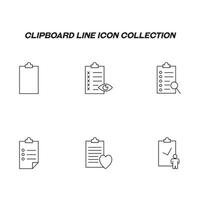 Writing board line icon set. Collection of editable strokes for web sites, applications, advertisements. Line icons of clipboards with cross, eye, magnifying glass, heart, user, checkmark vector