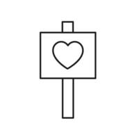 Vector outline symbol suitable for internet pages, sites, stores, shops, social networks. Editable stroke. Line icon of heart on banner