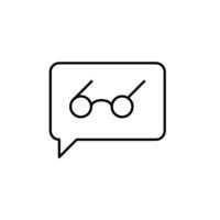 Vector outline symbol suitable for internet pages, sites, stores, shops, social networks. Editable stroke. Line icon of glasses in speech bubble