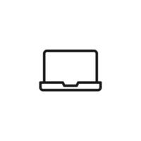 Electronic devices concept. Monochrome illustration drawn with thin line. Perfect for internet resources, stores, books, banner. Line icon of opened laptop with keyboard vector