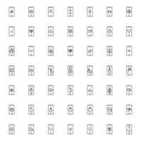 Display of phone. Vector line symbol drawn in modern flat style. Perfect for web site, stores, internet pages. Line icon set of various images on display of smartphone