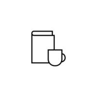 Modern outline signs suitable for internet pages, applications, stores etc. Editable strokes. Line icon of cup next to book vector