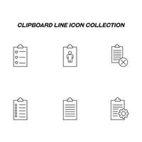 Writing board line icon set. Collection of editable strokes for web sites, applications, advertisements. Line icons of clipboards with hearts, avatar, gear, squares, cross, thin lines vector