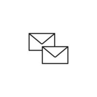 Post and letter monochrome sign. Outline symbol drawn with black thin line. Suitable for web sites, apps, stores, shops etc. Vector icon of simple envelopes for letters