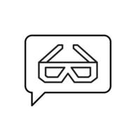 símbolo de contorno vectorial adecuado para páginas de Internet, sitios, tiendas, tiendas, redes sociales. trazo editable. icono de línea de gafas 3d en la burbuja del habla vector