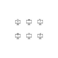 colección de iconos de línea de signos vectoriales y símbolos monocromáticos dibujados con línea delgada negra. adecuado para tiendas, sitios, aplicaciones. flechas, equipo, marca de verificación, mouse dentro de la computadora vector