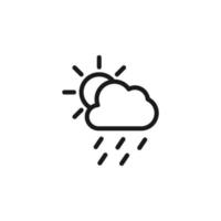 Forecast and weather concept. Minimalistic monochrome signs suitable for apps, sites, advertisement. Editable stroke. Vector line icon of rain and sun