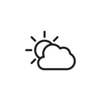 Forecast and weather concept. Minimalistic monochrome signs suitable for apps, sites, advertisement. Editable stroke. Vector line icon of sun behind cloud