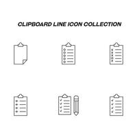 Writing board line icon set. Collection of editable strokes for web sites, applications, advertisements. Line icons of writing board with curled corner, circles, checkmarks etc vector