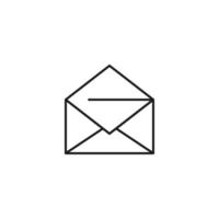 signo monocromático de correo y carta. símbolo de contorno dibujado con línea fina negra. adecuado para sitios web, aplicaciones, tiendas, tiendas, etc. icono vectorial de sobre abierto vector