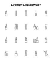 Beauty and cosmetics concept. Outline symbol suitable for web sites, advertisement, web sites etc. Editable stroke. Line icon set with various icons of lipsticks or lip glosses vector