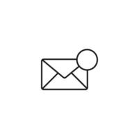 Post and letter monochrome sign. Outline symbol drawn with black thin line. Suitable for web sites, apps, stores, shops etc. Vector icon of ring by envelope as symbol of new message