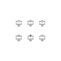 colección de iconos de línea de signos vectoriales y símbolos monocromáticos dibujados con línea delgada negra. adecuado para tiendas, sitios, aplicaciones. estrella, cubo, cronómetro, cámara, globo terráqueo, bozal de animal dentro de la computadora vector