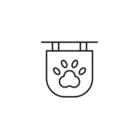 Signboard for shops and stores. Monochrome sign and editable stroke. Suitable for advertisement, books, internet sites, apps. Vector line icon of dog paw on signboard