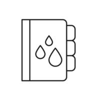 Vector outline symbol suitable for internet pages, sites, stores, shops, social networks. Editable stroke. Line icon of water drops on cover of book