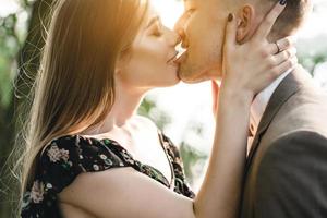 Young couple in love posing on camera photo