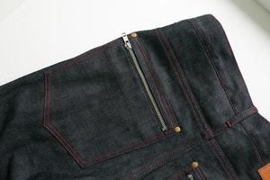 Selvedge denim jeans closeups photo