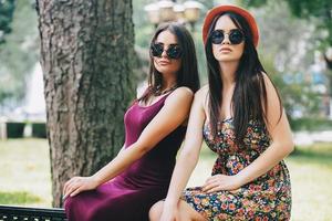 Two young beautiful girls photo