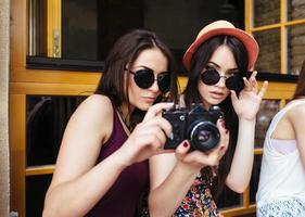 Two young beautiful girls photo