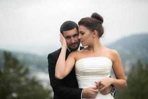 Wedding couple on nature photo