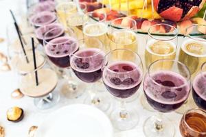 wine and champagne cocktail with fruits photo