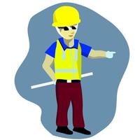 vector of a construction foreman with complete safety , worker with helmet and tools