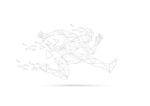 Concept of runner science technology, graphic polygon line with futuristic element vector illustration.