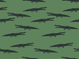 Flat style Cartoon Crocodile Seamless Vector pattern isolated on Green background. Design for use Textile all over fabric wrapping paper and others.
