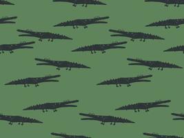 Flat style Cartoon Crocodile Seamless Vector pattern isolated on Green background. Design for use Textile all over fabric wrapping paper and others.