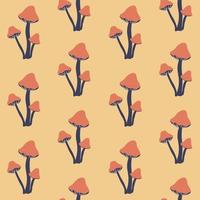 Mushroom with abstract wave effect seamless vector pattern. Design for use background Textile all over fabric print wrapping paper and others.