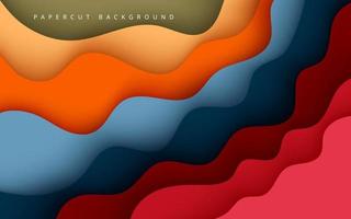 abstract red blue orange and soft brown papercut overlap layers dimension background. eps10 vector