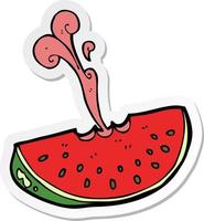 sticker of a cartoon squirting watermelon vector