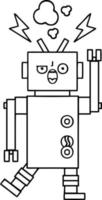 line drawing cartoon broken robot vector