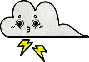 retro grunge texture cartoon storm cloud vector