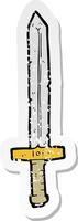 retro distressed sticker of a cartoon sword vector